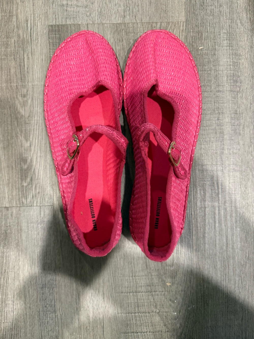 Urban Outfitters Hot Pink Woven Mary Jane Flats